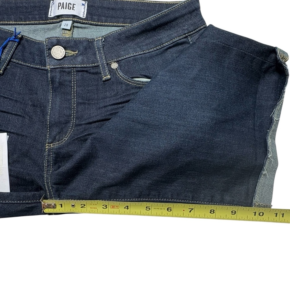 NWT PAIGE Jax Bermuda Denim Shorts Size 28 Kayla Dark Wash Stretch Raw Hem - Picture 6 of 10